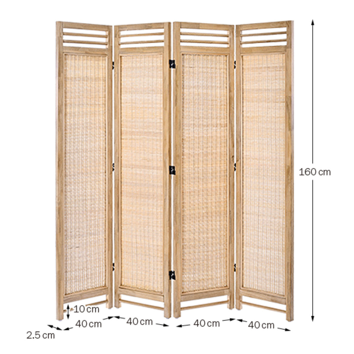 衝立 4連 高さ160cm ラタン 天然木 折りたたみ 間仕切り ( パーテーション スクリーン 籐 目隠し 自立式 ついたて 籐製 パーティション 間仕切 アジアン アジアンテイスト ナチュラル おしゃれ コンパクト収納 )