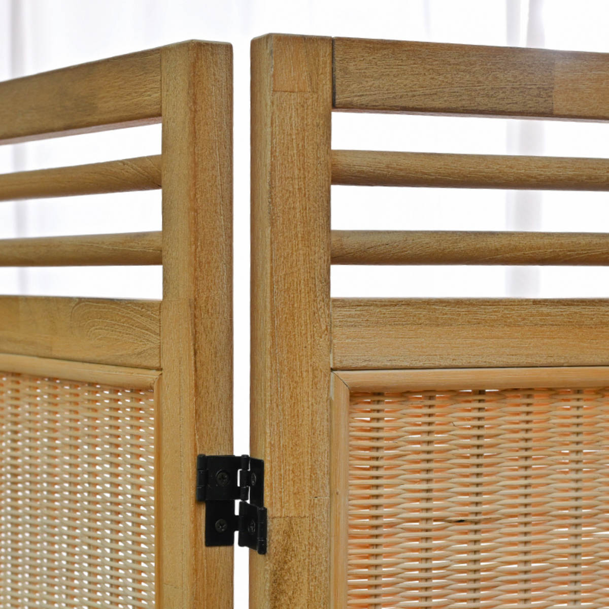 衝立 4連 高さ160cm ラタン 天然木 折りたたみ 間仕切り ( パーテーション スクリーン 籐 目隠し 自立式 ついたて 籐製 パーティション 間仕切 アジアン アジアンテイスト ナチュラル おしゃれ コンパクト収納 )