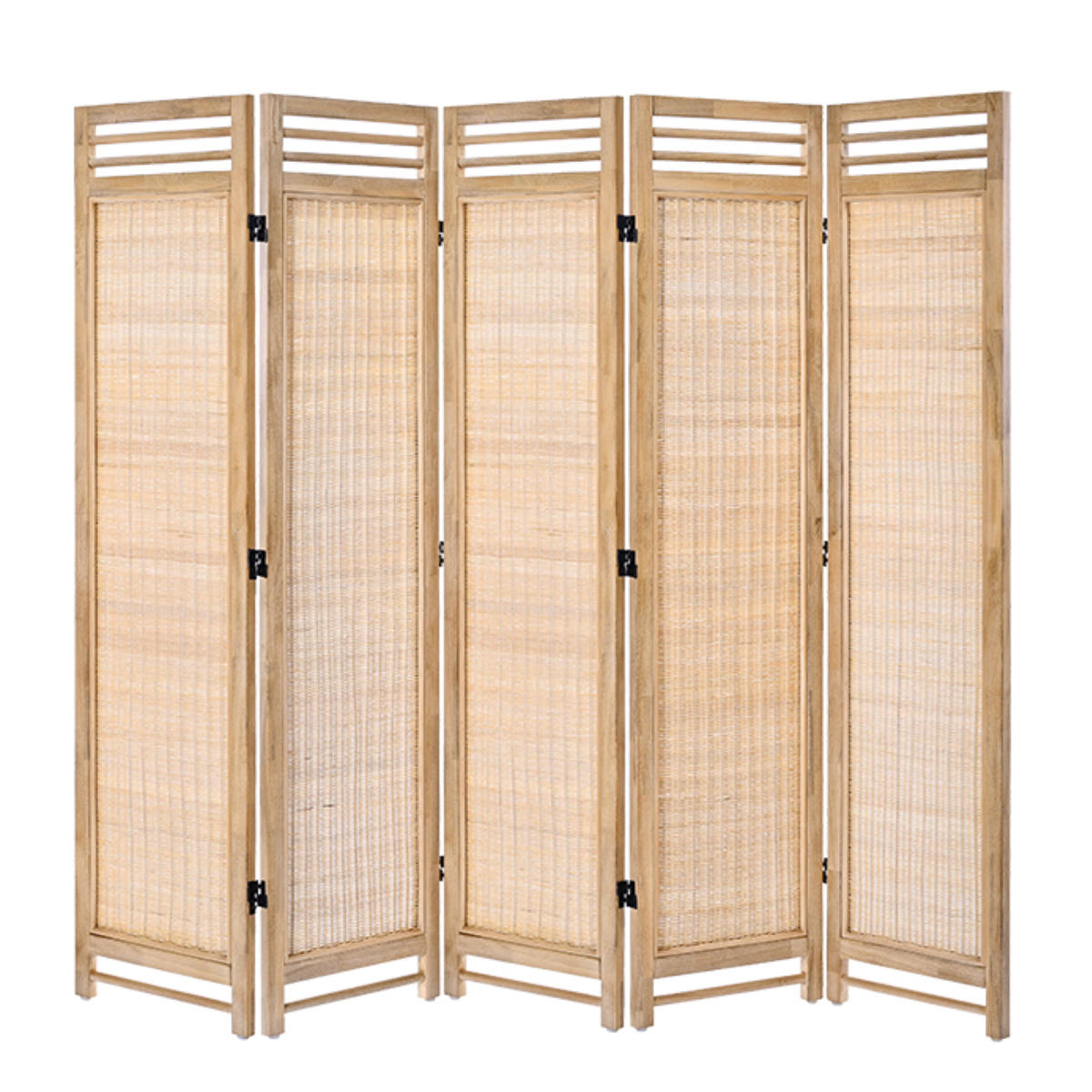 衝立 5連 高さ160cm ラタン 天然木 折りたたみ 間仕切り ( パーテーション スクリーン 籐 目隠し 自立式 ついたて 籐製 パーティション 間仕切 アジアン アジアンテイスト ナチュラル おしゃれ コンパクト収納 )