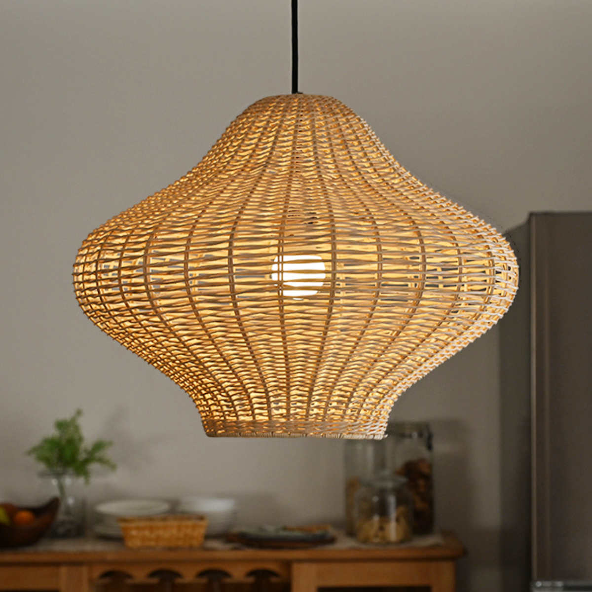 ラタン ランプシェード つぼ型 ペンダントランプ 籐 シーリングライト （ 籐製 シェード ペンダントライト シェードのみ 傘 傘のみ おしゃれ 照明 ランプ ライト 天井照明 リゾート 和風 ナチュラル照明 照明器具 アジアン ）