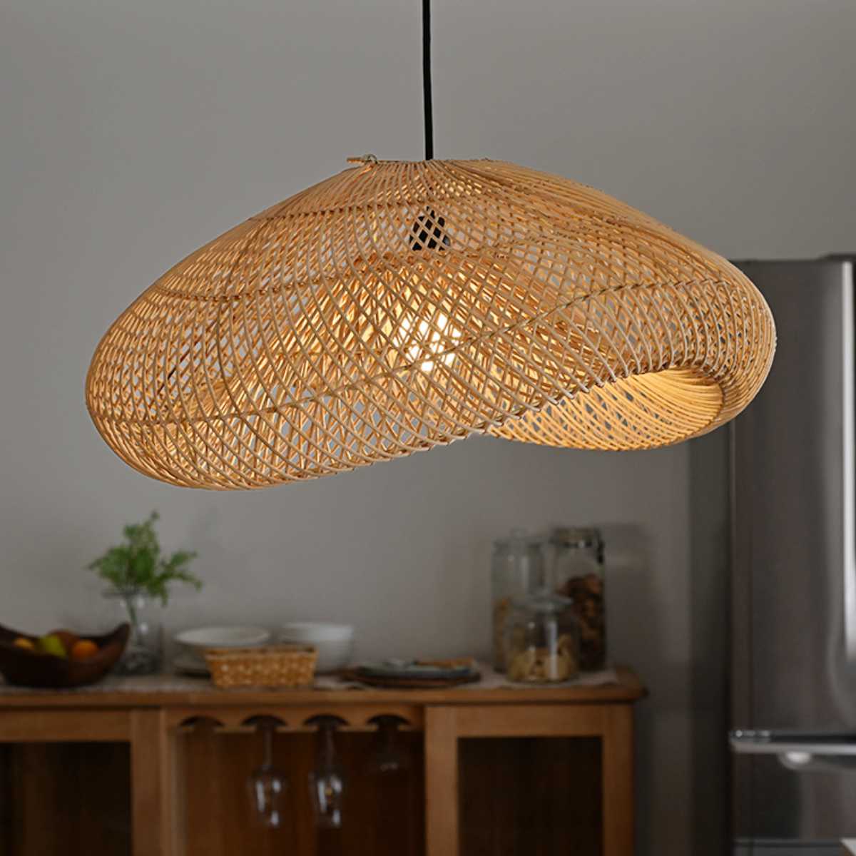 ラタン ランプシェード ドーム型 ペンダントランプ 籐 シーリングライト （ 籐製 シェード ペンダントライト シェードのみ 傘 傘のみ おしゃれ 照明 ランプ ライト 天井照明 リゾート 和風 ナチュラル照明 照明器具 アジアン ）