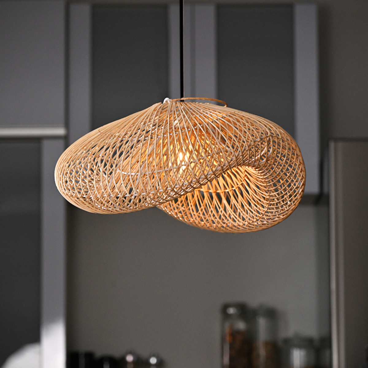 ラタン ランプシェード つりがね型 ペンダントランプ 籐 シーリングライト （ 籐製 シェード ペンダントライト シェードのみ 傘 傘のみ おしゃれ 照明 ランプ ライト 天井照明 リゾート 和風 ナチュラル照明 照明器具 アジアン ）
