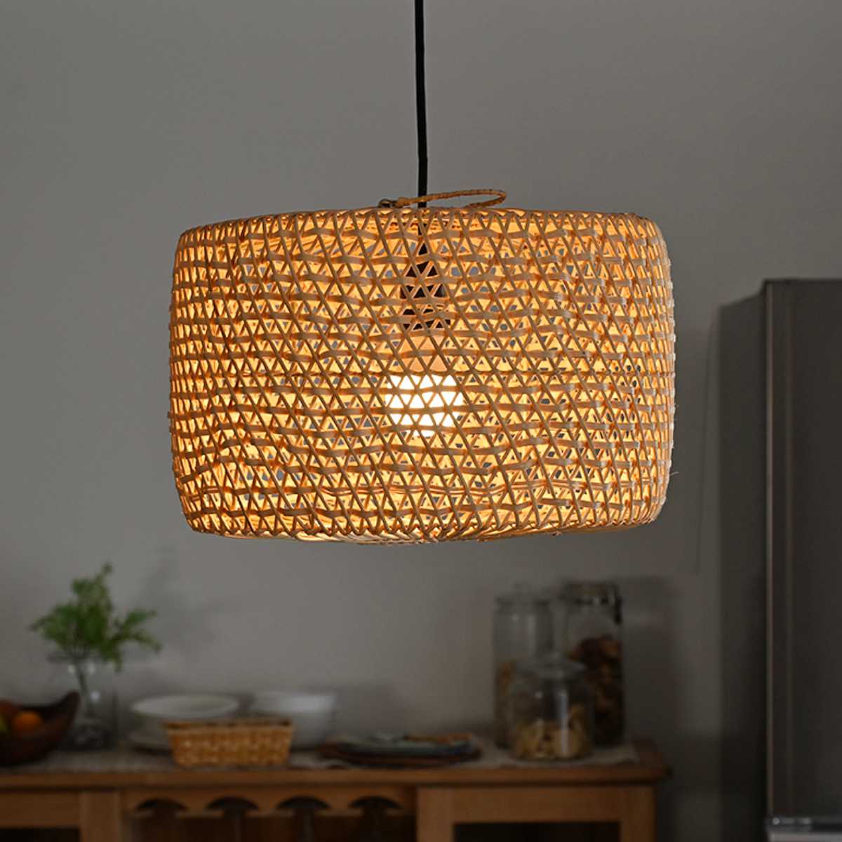 ラタン ランプシェード 円柱 ペンダントランプ 籐 シーリングライト （ 籐製 シェード ペンダントライト シェードのみ 傘 傘のみ おしゃれ 照明 ランプ ライト 天井照明 リゾート 和風 ナチュラル照明 照明器具 アジアン ）