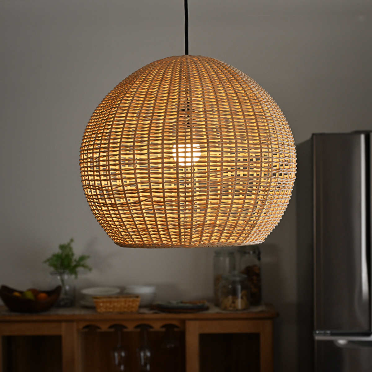 ラタン ランプシェード 球体 ペンダントランプ 籐 シーリングライト （ 籐製 シェード ペンダントライト シェードのみ 傘 傘のみ おしゃれ 照明 ランプ ライト 天井照明 リゾート 和風 ナチュラル照明 照明器具 アジアン ）