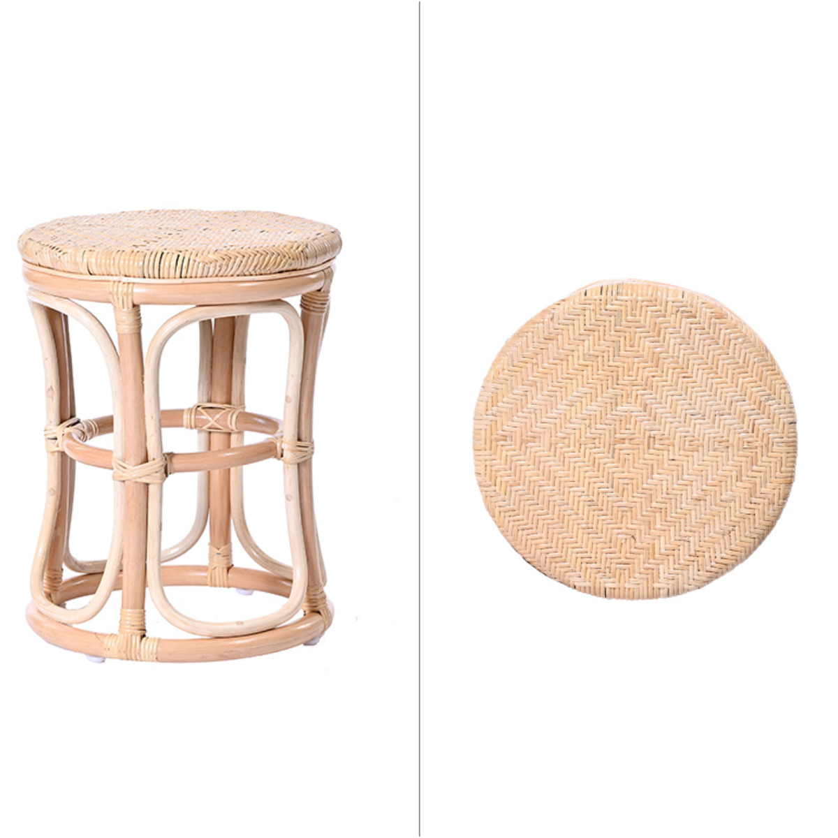 ラタン スツール 座面高44cm 軽量 籐椅子 ダイニングチェア ( ラタンチェア ラタンスツール 腰掛 籐製 軽い 円形 アジアン インテリア あじろ編み 和室 リビング 和モダン 脱衣所 洗面所 玄関 ナチュラル おしゃれ ) 【ナチュラル】 ナチュラル