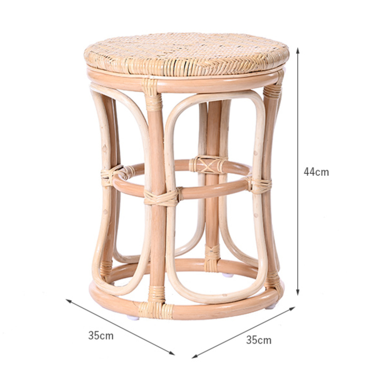 ラタン スツール 座面高44cm 軽量 籐椅子 ダイニングチェア ( ラタンチェア ラタンスツール 腰掛 籐製 軽い 円形 アジアン インテリア あじろ編み 和室 リビング 和モダン 脱衣所 洗面所 玄関 ナチュラル おしゃれ ) 【ナチュラル】 ナチュラル