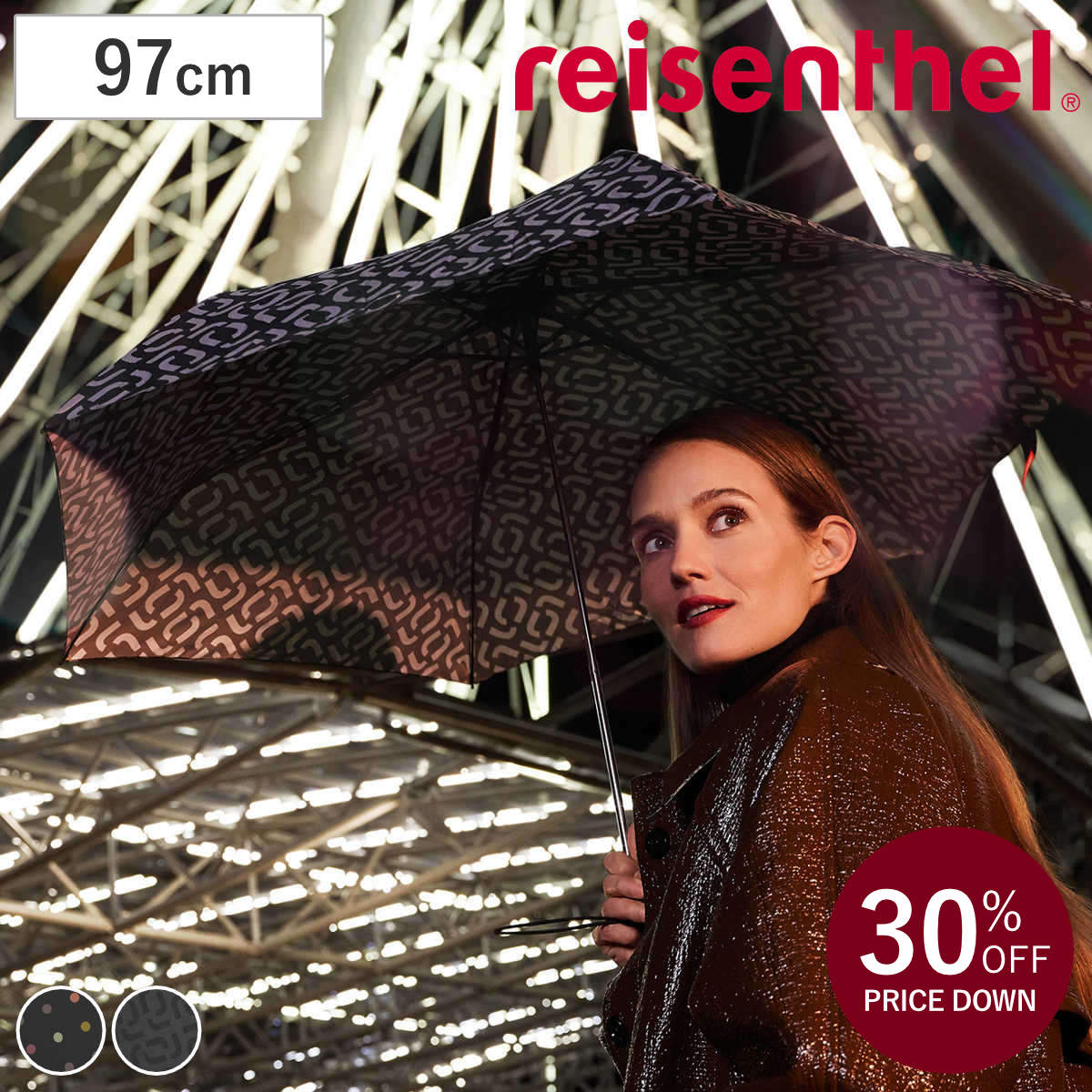 【アウトレット】 折りたたみ傘 reisenthel 97cm UMBRELLA POCKET MINI （ ライゼンタール 傘 折りたたみ レディース メンズ 軽量 丈夫 折り畳み 大きい アンブレラ 頑丈 撥水 速乾 グラスファイバー フラット ） 【DOTS】