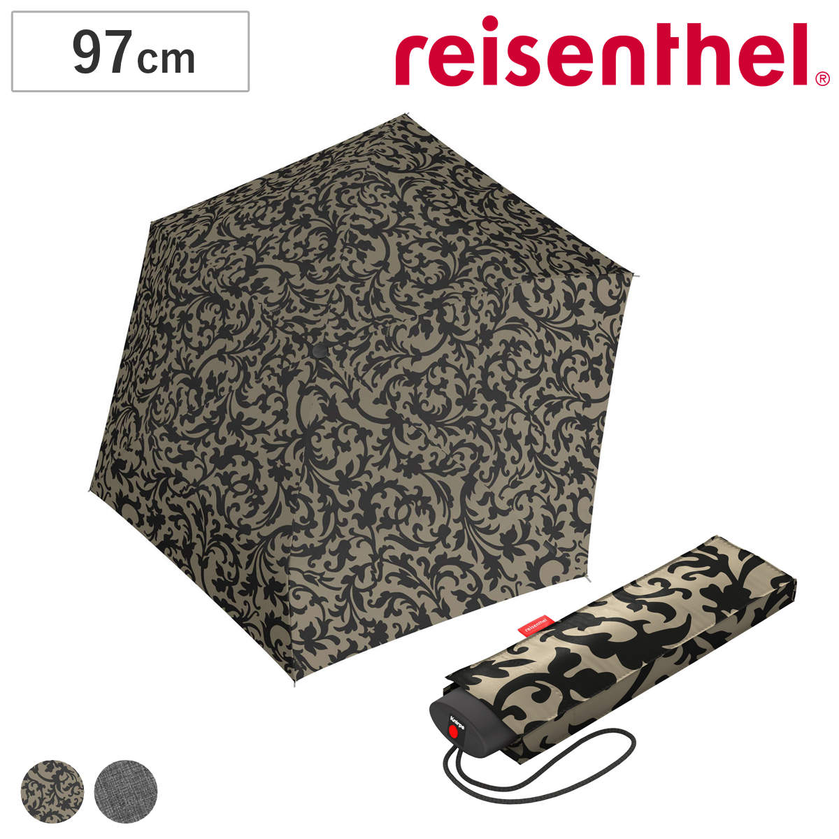 【アウトレット】折りたたみ傘 reisenthel 97cm UMBRELLA POCKET MINI ( 傘 折りたたみ かさ レディース メンズ 大きい 軽量 丈夫 折り畳み アンブレラ 頑丈 撥水 速乾 グラスファイバー フラット 男女兼用 ) 【BAROQUETAUPE】