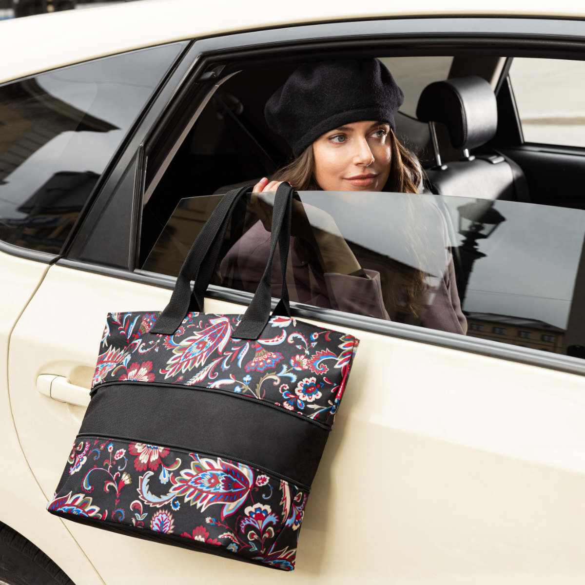 【アウトレット】エコバッグ トートバッグ 拡張 ライゼンタール SHOPPER E1 ( エコバッグ マチ広 ファスナー付き バッグ 大容量 伸縮 レディース マザーズバッグ 買い物バッグ 手提げ 肩掛け 大きい ショルダーバッグ ) 【VIOLAMAUVE】 VIOLAMAUVE