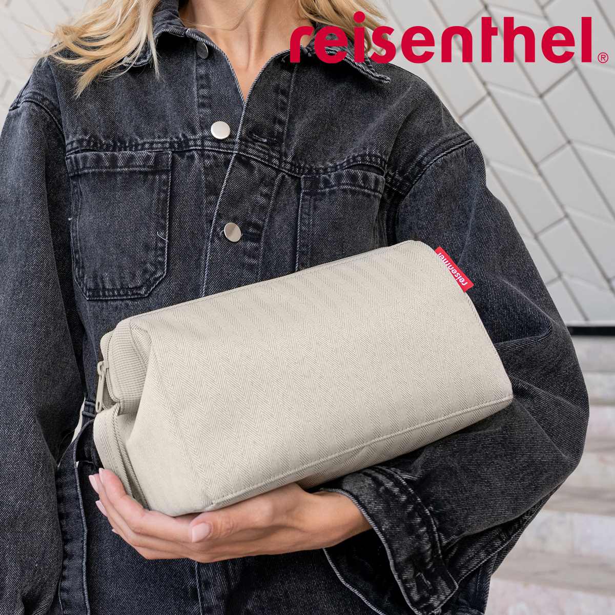 ポーチ ライゼンタール TRAVELCOSMETIC HERRINGBONESAND （ トラベルポーチ 化粧ポーチ コスメポーチ 大容量 収納 旅行 持ち運び トラベル 小物入れ 化粧品 仕切り 持ち手付き メイク道具 洗面道具 バッグインバッグ おしゃれ 自立 ）