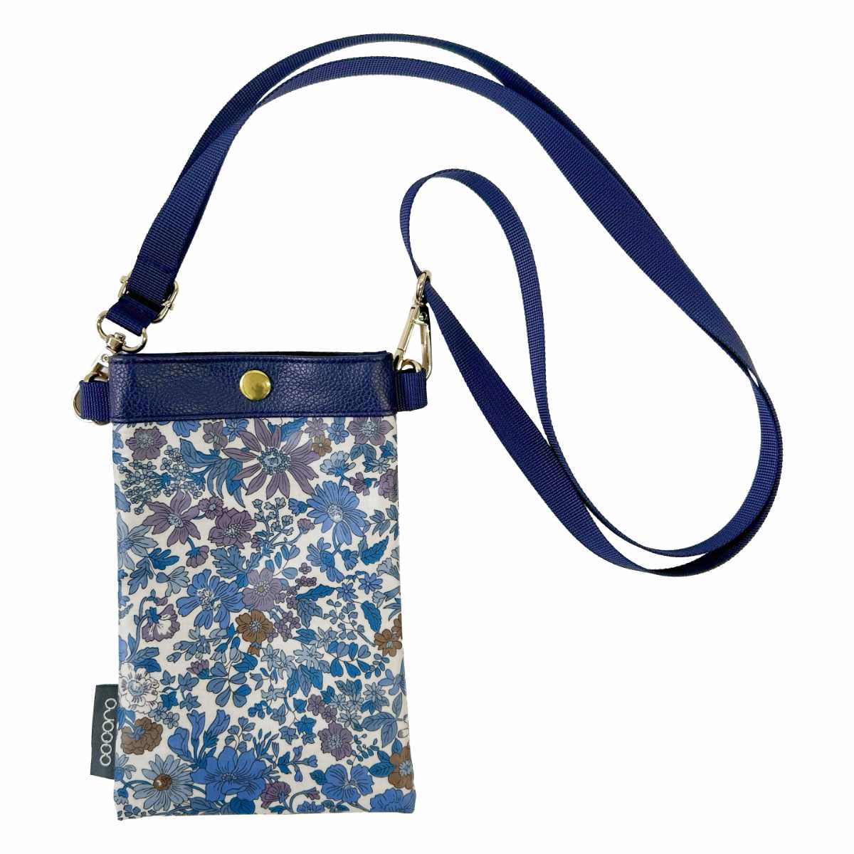 ショッピングカート cocoro ココロ 二輪型 リバティ・ファブリックス スモール ネオ サコッシュ付き エミリー ( キャリーカート カート 2輪 買い物 バッグ 保温 保冷 軽量 取り外し 折りたたみ ショッピング 花柄 プレゼント ) 【ネイビー】 ネイビー