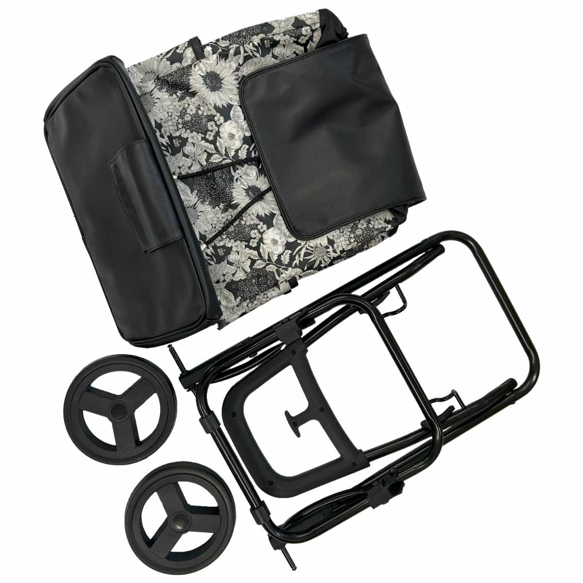 ショッピングカート cocoro ココロ 二輪型 リバティ・ファブリックス スモール ネオ サコッシュ付き エミリー ( キャリーカート カート 2輪 買い物 バッグ 保温 保冷 軽量 取り外し 折りたたみ ショッピング 花柄 プレゼント ) 【ネイビー】 ネイビー