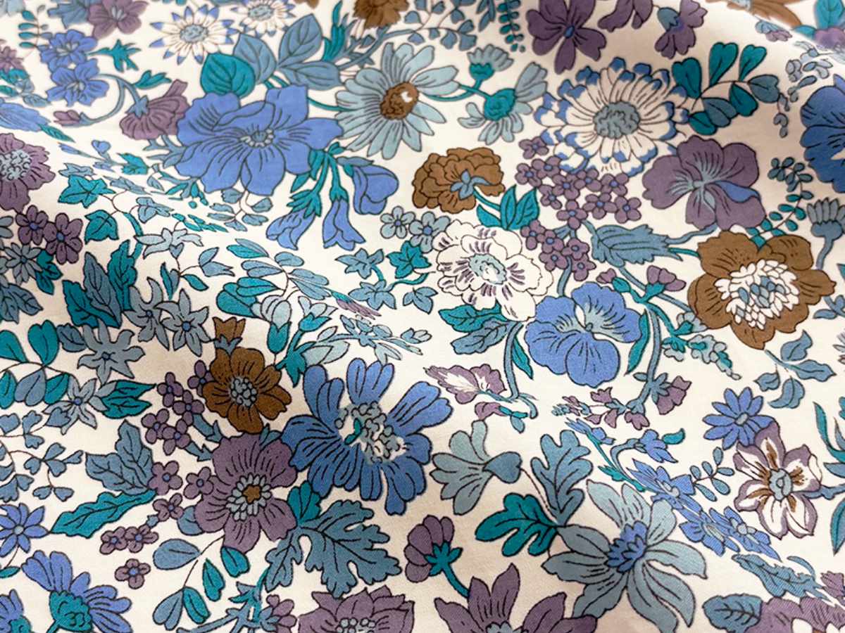 ショッピングカート cocoro ココロ 四輪型 リバティ・ファブリックス スモール ネオ ポーチ付き エミリー ( キャリーカート カート 4輪 買い物 トートバッグ 保温 保冷 軽量 取り外し 折りたたみ 高さ調節 ショッピング 花柄 ) 【ネイビー】 ネイビー