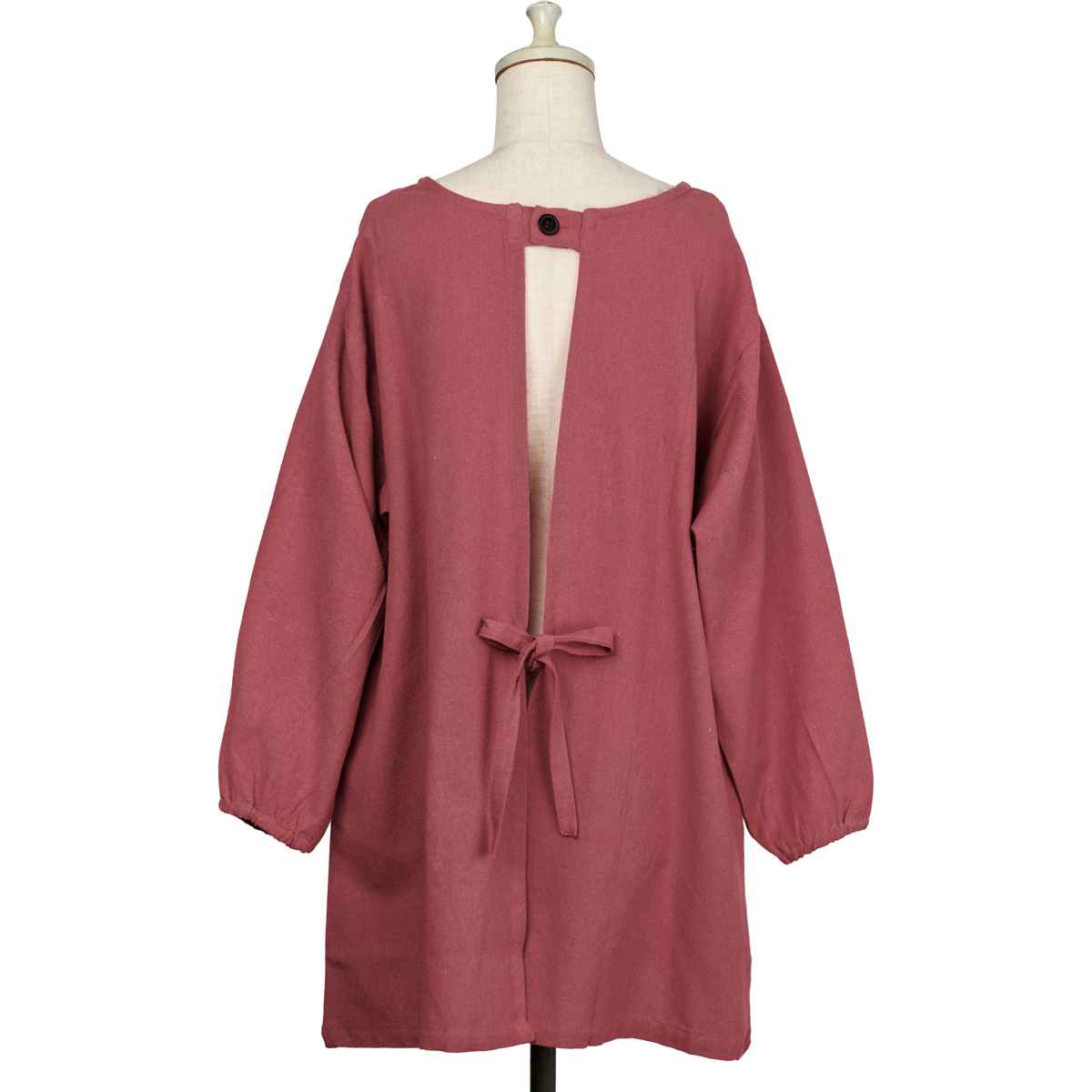 割烹着 イージー カッポウギ リサイクル糸 ( かっぽうぎ エプロン 作業着 台所エプロン 袖付きエプロン ポケット付き おしゃれ ワンピースエプロン 長袖 袖 ゴム 無地 シンプル 大人用 腰ひも レディース サステナブル ) 【ライトグレー】 ライトグレー