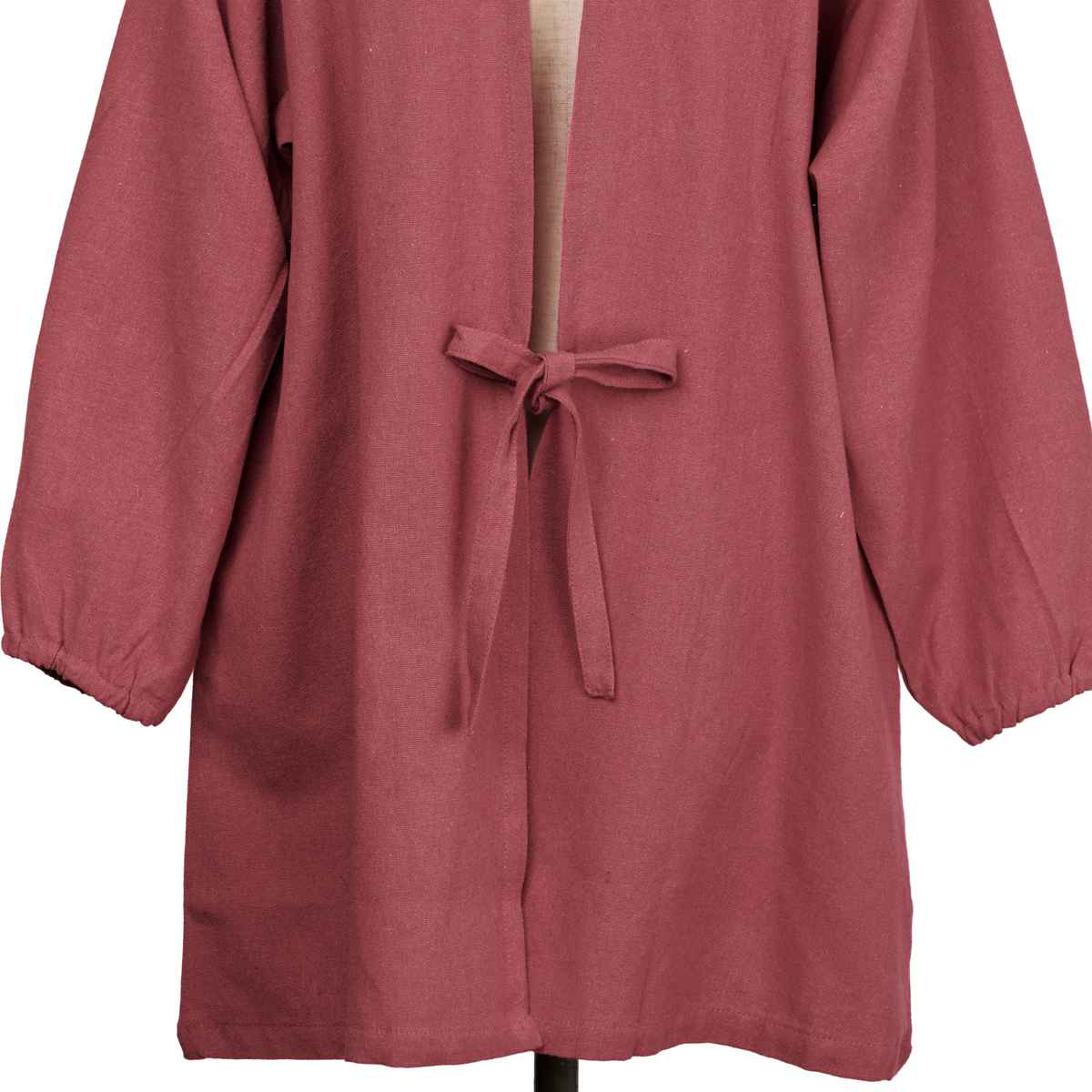 割烹着 イージー カッポウギ リサイクル糸 ( かっぽうぎ エプロン 作業着 台所エプロン 袖付きエプロン ポケット付き おしゃれ ワンピースエプロン 長袖 袖 ゴム 無地 シンプル 大人用 腰ひも レディース サステナブル ) 【ライトグレー】 ライトグレー