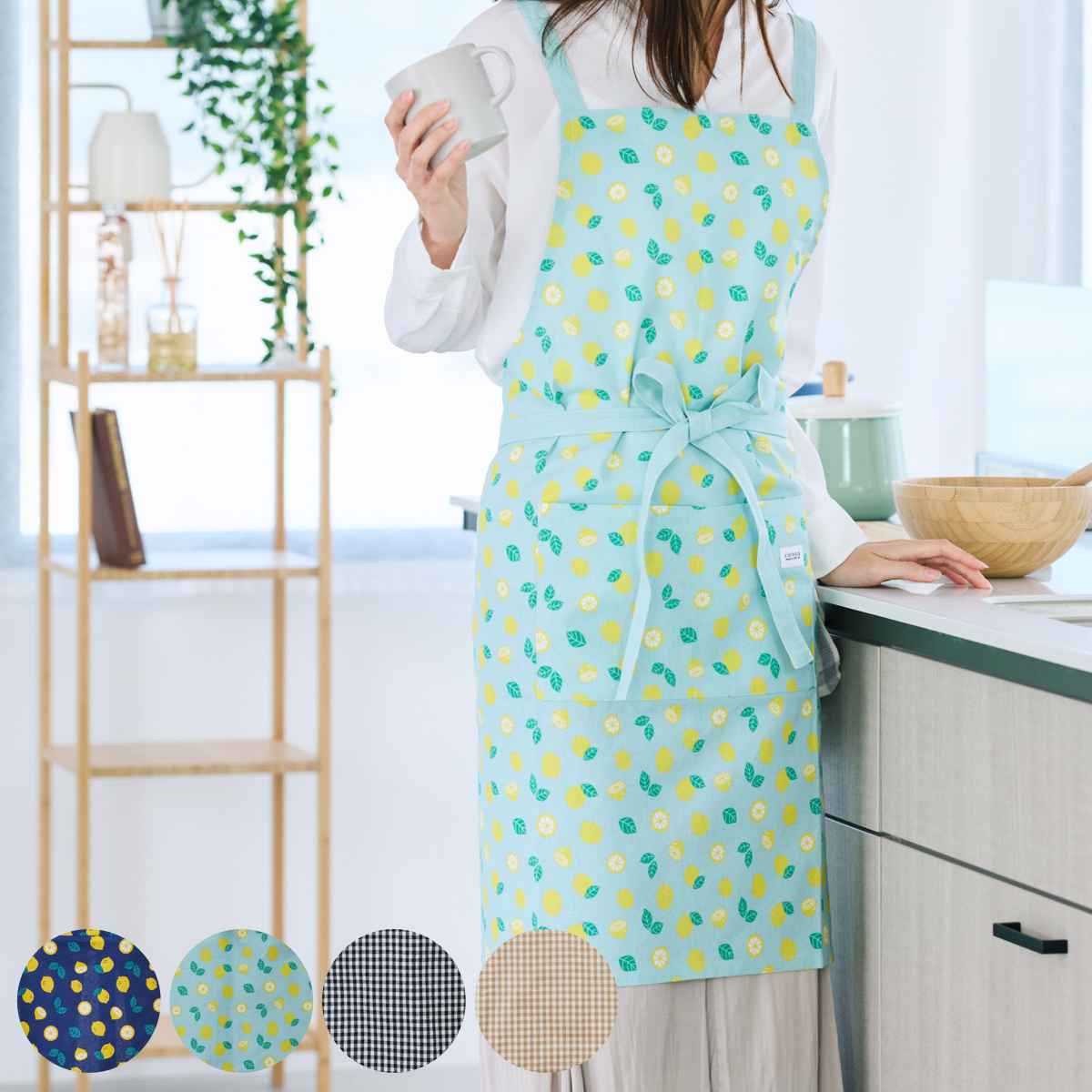 エプロン vieressa エーデ チェスター フルエプロン キッチン 炊事 （ キッチンエプロン 台所エプロン ヴィエレッサ インド綿 ポケット付き ループ付き 胸当てエプロン 大人用 レディース バッククロス 綿 タオルループ おしゃれ ） 【ライトブルー】