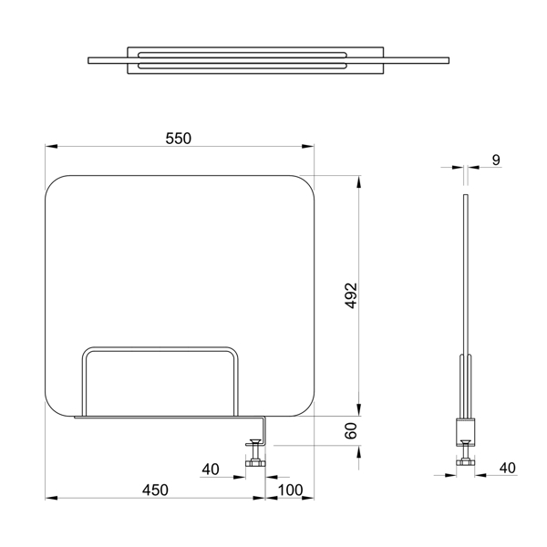 デスクトップパネル クランプ型 幅55cm 高さ55.2m R型 フェルト 仕切り