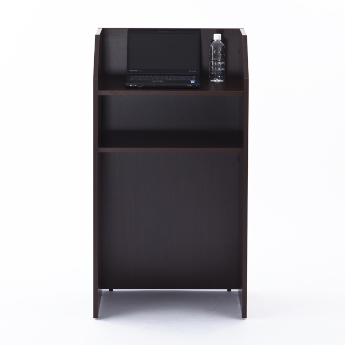 演説台 幅60cm 木製 ( 法人限定 演台 講演台 教壇 教卓 司会者台 スピーチ台 プレゼン台 マイク台 演説 プレゼン 収納棚 木目調 プレゼンテーション 台 講義台 会議 学校 塾 会議室 セミナー オフィス 会社 ) 【ダーク】 ダーク