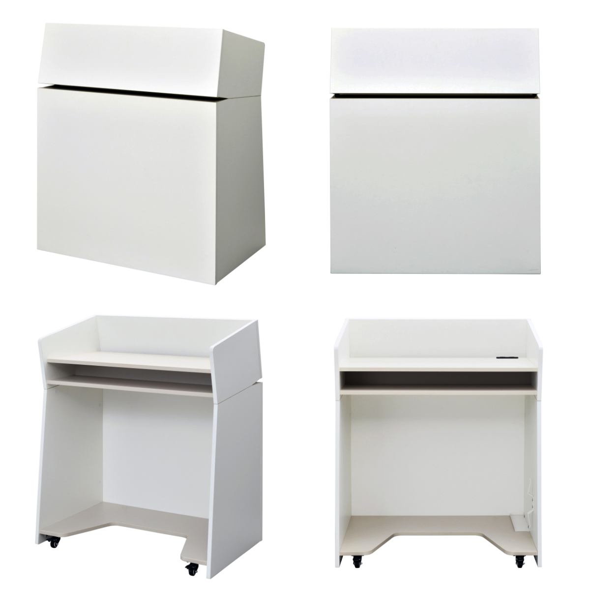 演説台 幅90cm 2口コンセント付き キャスター付き シェル ( 法人限定 演台 講演台 教壇 教卓 司会者台 スピーチ台 プレゼン台 マイク台 演説 収納棚 木目調 プレゼン 台 講義台 会議 学校 塾 会議室 セミナー オフィス 会社 ) 【グレー】 グレー