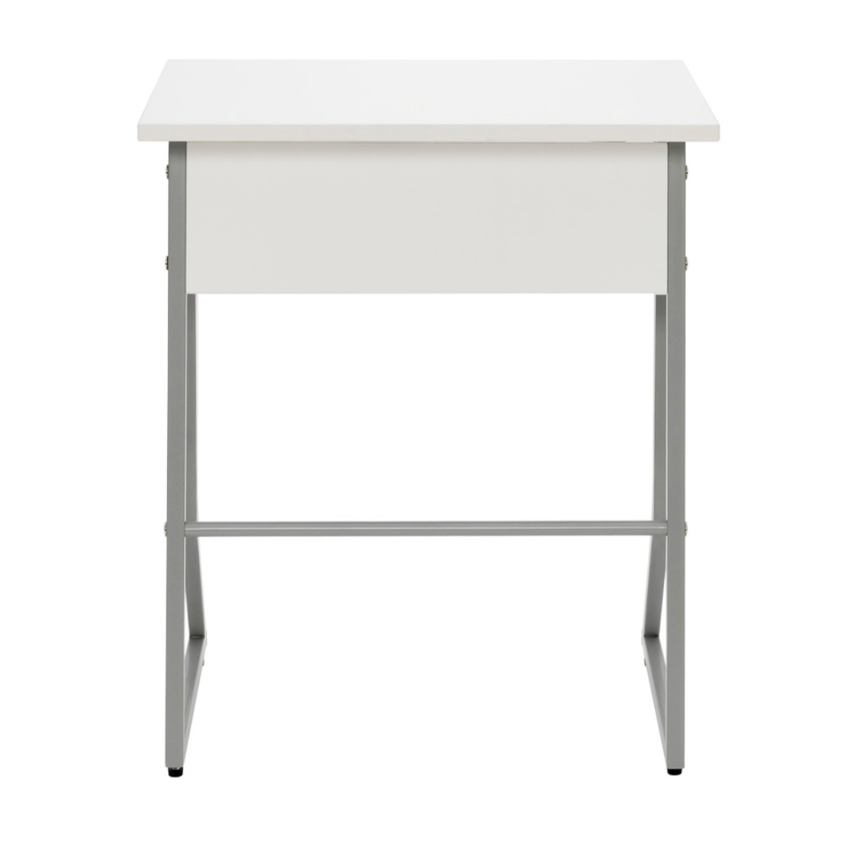 デスク 幅65cm スモール 研修用デスク パソコンデスク 棚付き ループ脚 1人用 ( 法人限定 研修 学習 机 つくえ 収納棚 フック付き 天板 滑りにくい 講習 勉強会 塾 学校 学習塾 セミナー オフィス 会社 アジャスター付き ) 【ホワイト】 ホワイト