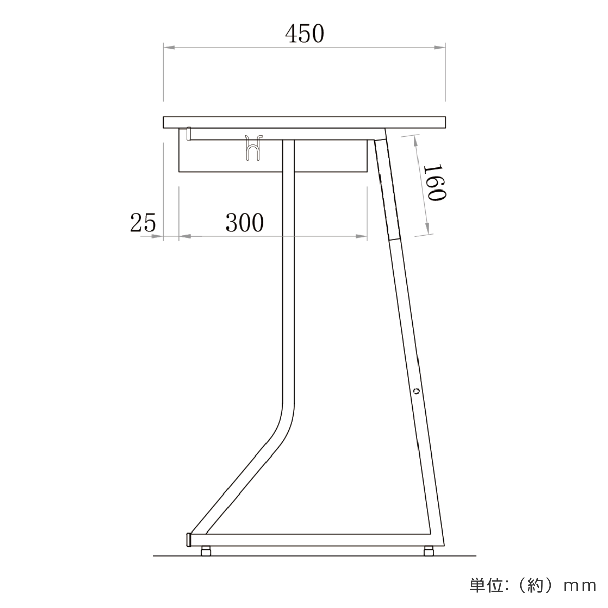 デスク 幅65cm スモール 研修用デスク パソコンデスク 棚付き ループ脚 1人用 ( 法人限定 研修 学習 机 つくえ 収納棚 フック付き 天板 滑りにくい 講習 勉強会 塾 学校 学習塾 セミナー オフィス 会社 アジャスター付き ) 【ホワイト】 ホワイト