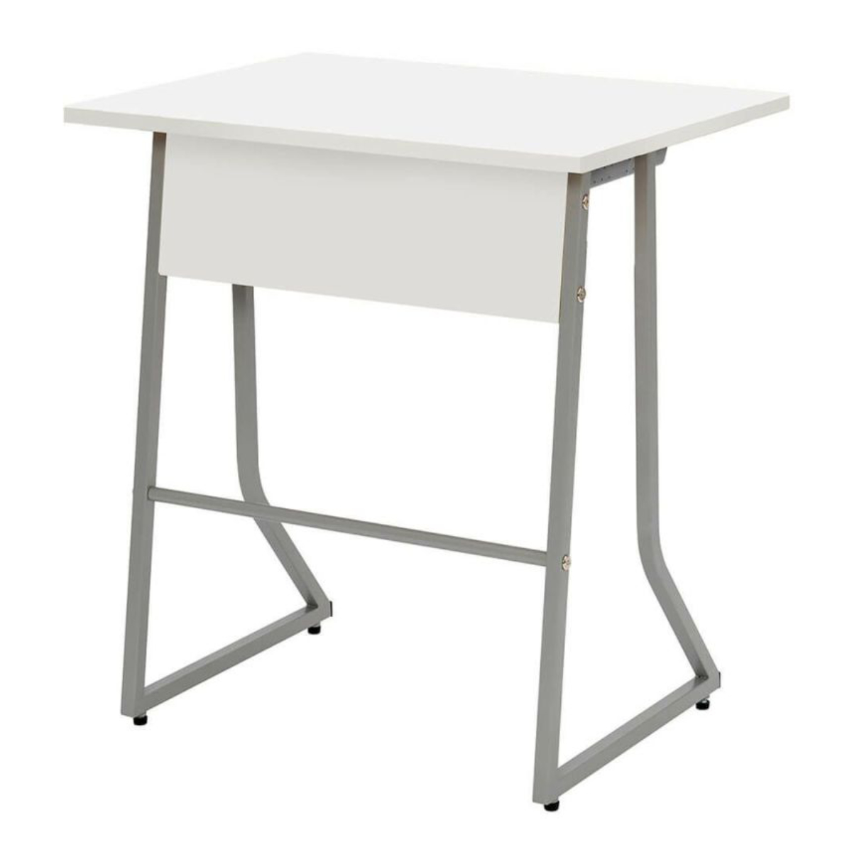 デスク 幅65cm スモール 研修用デスク パソコンデスク 棚付き ループ脚 1人用 ( 法人限定 研修 学習 机 つくえ 収納棚 フック付き 天板 滑りにくい 講習 勉強会 塾 学校 学習塾 セミナー オフィス 会社 アジャスター付き ) 【ホワイト】 ホワイト