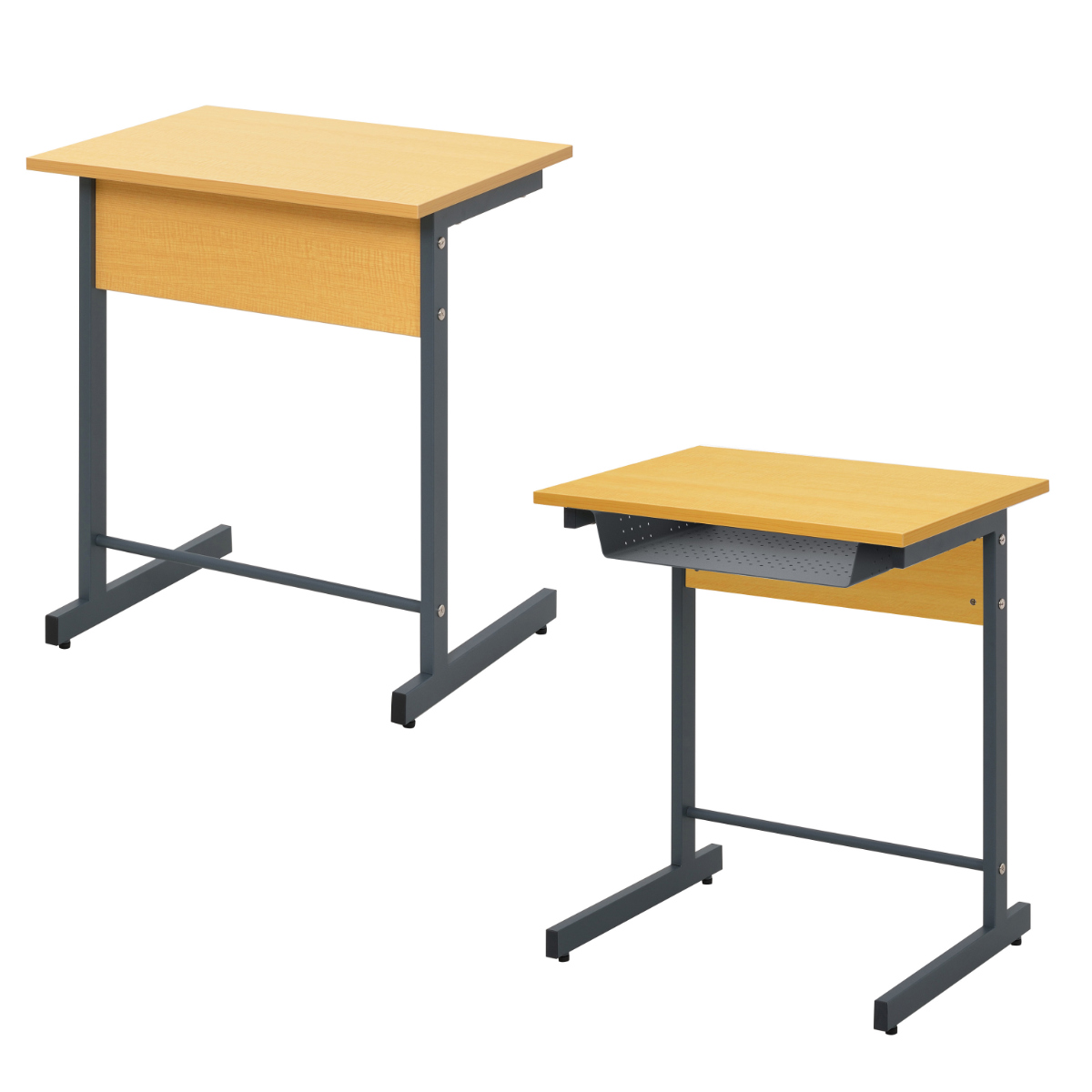 デスク 幅60cm スモール 研修用デスク パソコンデスク 棚付き L字脚 1人用 ( 法人限定 研修 学習 机 つくえ 収納棚 フック付き 天板 滑りにくい 講習 勉強会 塾 学校 学習塾 セミナー オフィス 会社 アジャスター付き ) 【ホワイト】 ホワイト