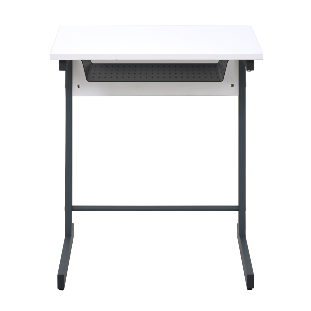 デスク 幅60cm スモール 研修用デスク パソコンデスク 棚付き L字脚 1人用 ( 法人限定 研修 学習 机 つくえ 収納棚 フック付き 天板 滑りにくい 講習 勉強会 塾 学校 学習塾 セミナー オフィス 会社 アジャスター付き ) 【ホワイト】 ホワイト