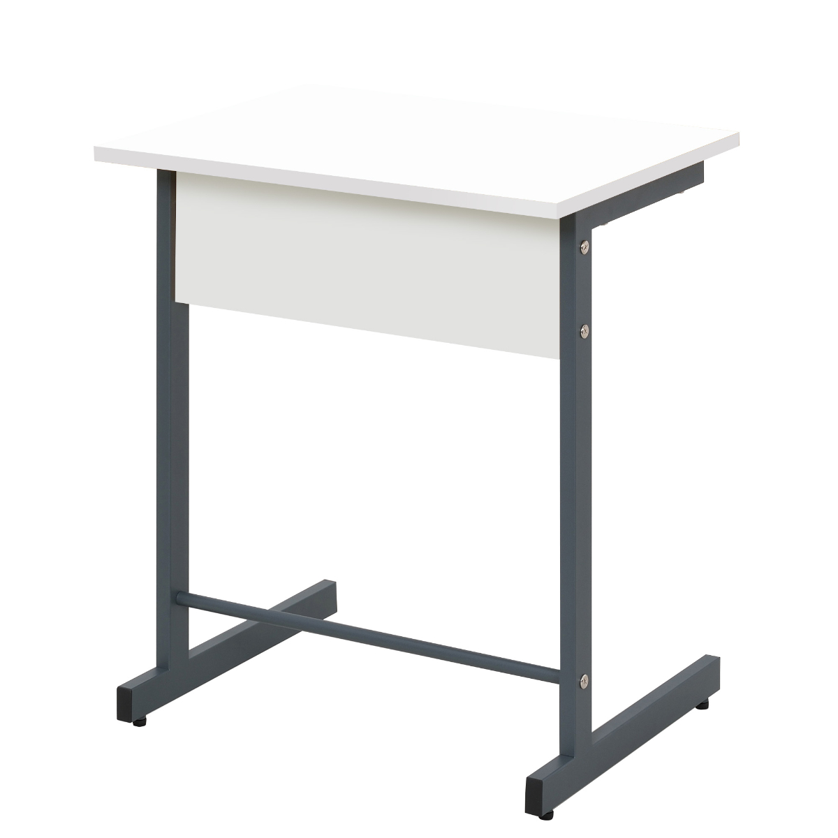 デスク 幅60cm スモール 研修用デスク パソコンデスク 棚付き L字脚 1人用 ( 法人限定 研修 学習 机 つくえ 収納棚 フック付き 天板 滑りにくい 講習 勉強会 塾 学校 学習塾 セミナー オフィス 会社 アジャスター付き ) 【ホワイト】 ホワイト