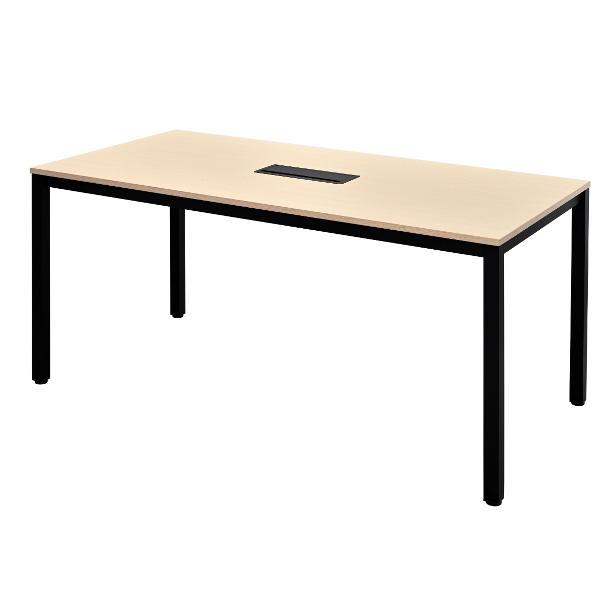 ミーティングテーブル 幅150cm 配線ボックス付き 幅広 ( 法人限定 デスク オフィスデスク 会議テーブル 配線ボックス 会議机 打ち合わせ ミーティング 机 4~6名 ワークスペース 丈夫 オフィス オフィス家具 傷に強い ) 【ホワイト】 ホワイト