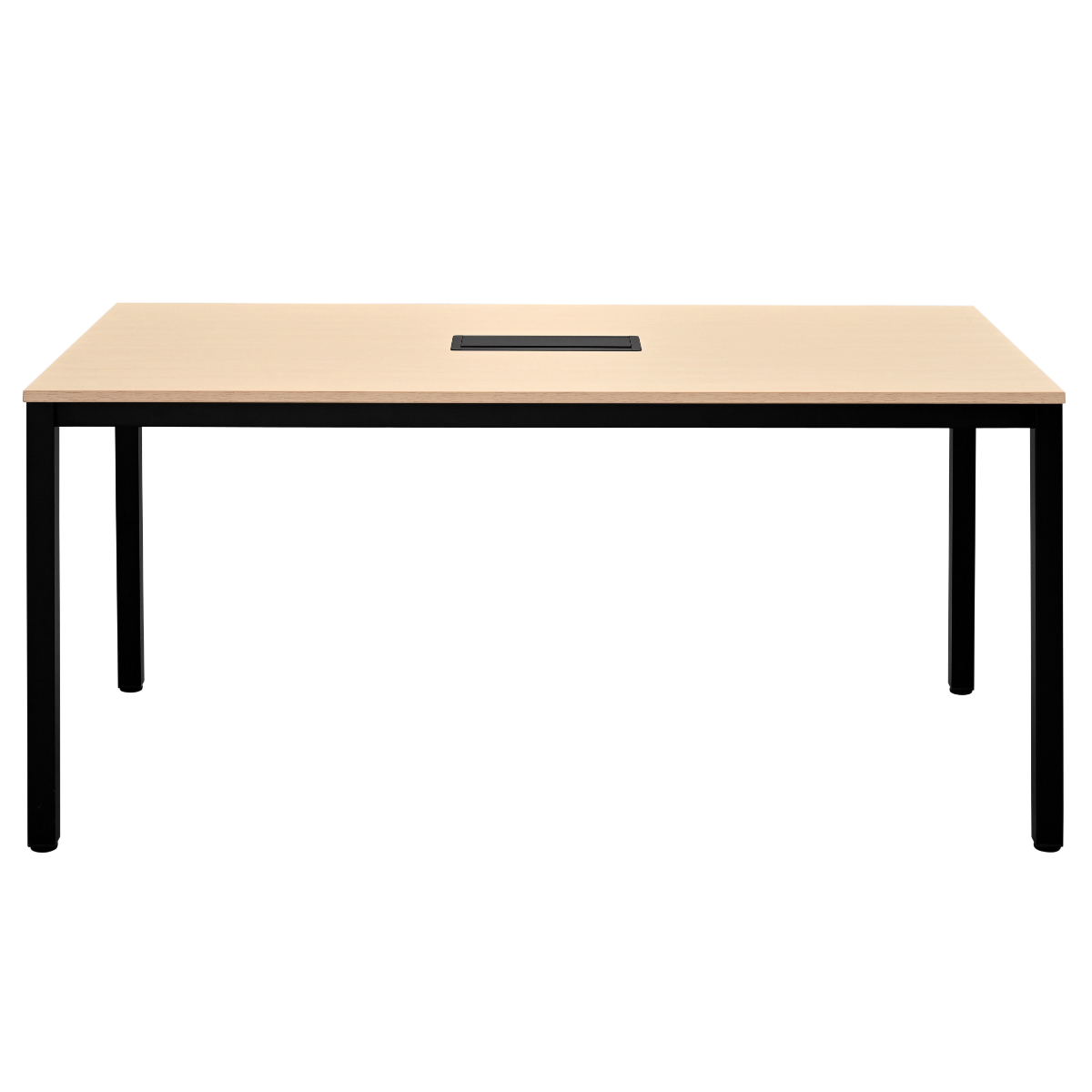 ミーティングテーブル 幅150cm 配線ボックス付き 幅広 ( 法人限定 デスク オフィスデスク 会議テーブル 配線ボックス 会議机 打ち合わせ ミーティング 机 4~6名 ワークスペース 丈夫 オフィス オフィス家具 傷に強い ) 【ホワイト】 ホワイト