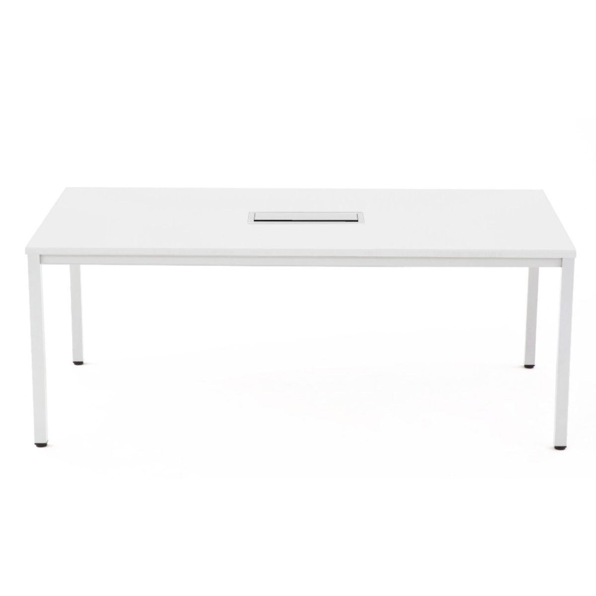 ミーティングテーブル 幅180cm 配線ボックス付き 幅広 ( 法人限定 デスク オフィスデスク 会議テーブル 配線ボックス 会議机 打ち合わせ ミーティング 机 6~8名 ワークスペース 丈夫 オフィス オフィス家具 傷に強い ) 【ホワイト】 ホワイト