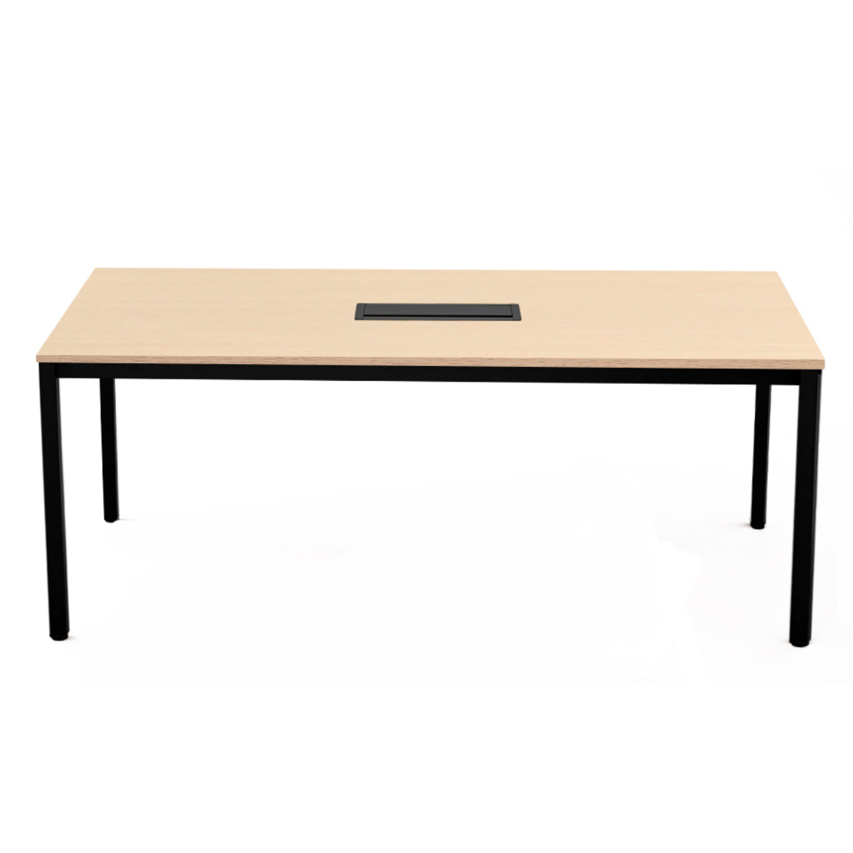 ミーティングテーブル 幅180cm 配線ボックス付き 幅広 ( 法人限定 デスク オフィスデスク 会議テーブル 配線ボックス 会議机 打ち合わせ ミーティング 机 6~8名 ワークスペース 丈夫 オフィス オフィス家具 傷に強い ) 【ホワイト】 ホワイト