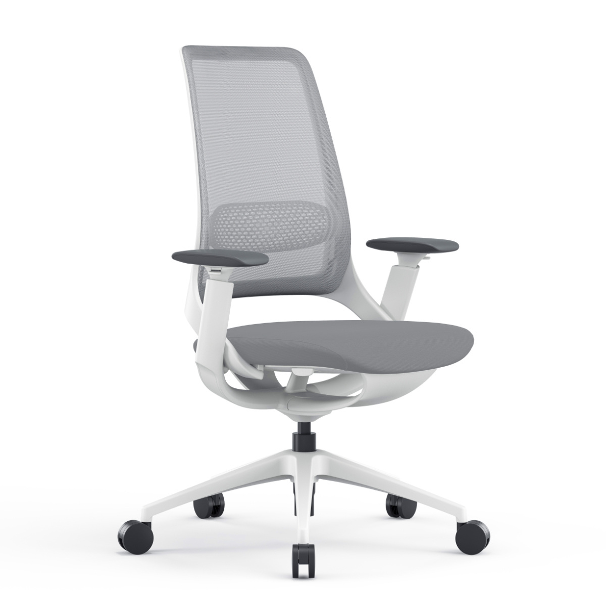 オフィスチェア 座面高 45.5~54cm 肘掛け付き ハグチェア ( 法人限定 ワークチェア パソコンチェア ロッキング機能 高さ調節 可動式アームレスト メッシュ ランバーサポート 学習椅子 勉強椅子 イス 椅子 オフィス キャスター付き ) 【グレー】 グレー