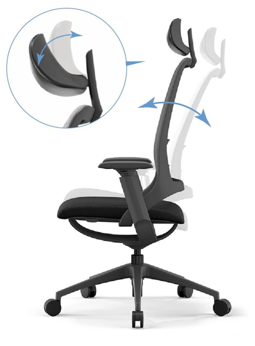 オフィスチェア 座面高 45.5~54cm 肘掛け付き ヘッドレスト付き ハグチェア ( 法人限定 ワークチェア パソコンチェア ロッキング機能 高さ調節 メッシュ 可動式アームレスト ランバーサポート 学習椅子 勉強椅子 イス 椅子 ) 【グレー】 グレー