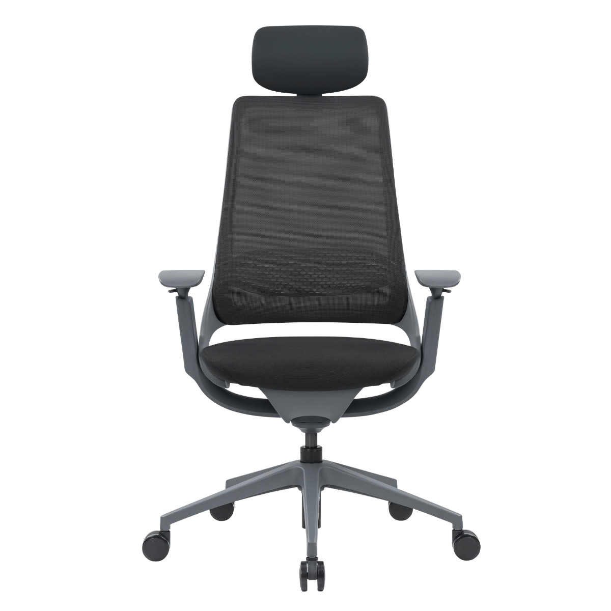オフィスチェア 座面高 45.5~54cm 肘掛け付き ヘッドレスト付き ハグチェア ( 法人限定 ワークチェア パソコンチェア ロッキング機能 高さ調節 メッシュ 可動式アームレスト ランバーサポート 学習椅子 勉強椅子 イス 椅子 ) 【グレー】 グレー