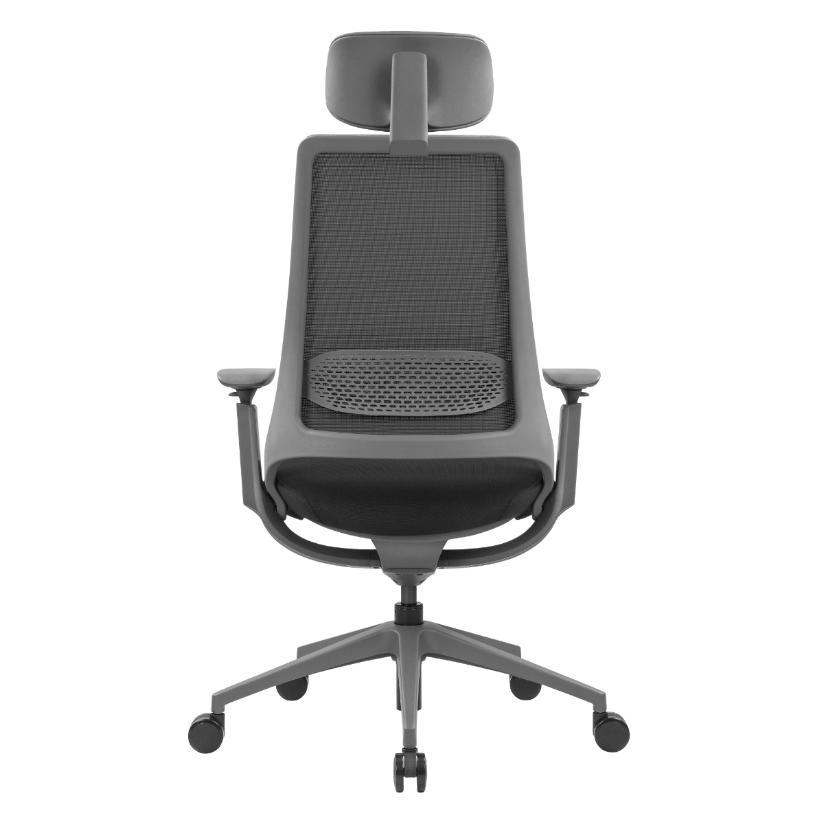 オフィスチェア 座面高 45.5~54cm 肘掛け付き ヘッドレスト付き ハグチェア ( 法人限定 ワークチェア パソコンチェア ロッキング機能 高さ調節 メッシュ 可動式アームレスト ランバーサポート 学習椅子 勉強椅子 イス 椅子 ) 【グレー】 グレー