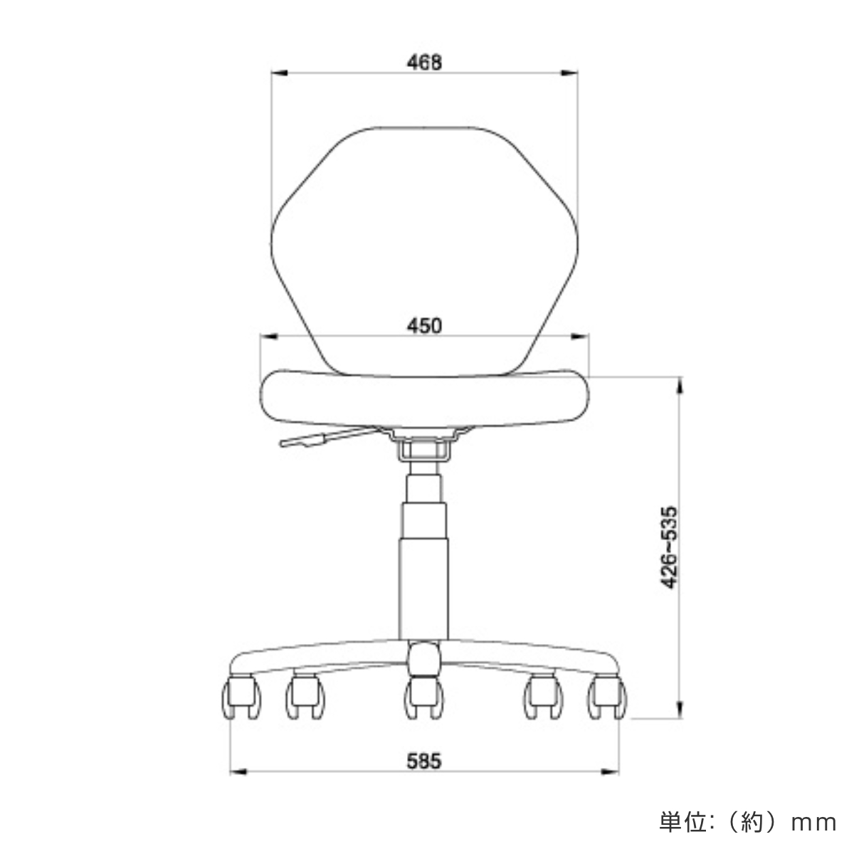 オフィスチェア 座面高 42.6~53.5cm PVC パレットチェア ( 法人限定 ワークチェア パソコンチェア 背ロッキング機能 学習椅子 高さ調節 回転 肘なし 勉強椅子 イス 椅子 オフィス キャスター付き 耐久性 耐水性 ) 【アイボリー】 アイボリー