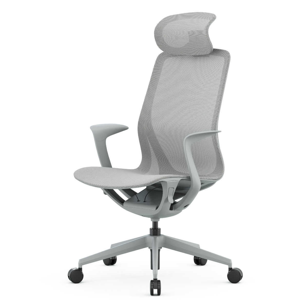 オフィスチェア 座面高44~50.5cm アリア ライト 肘掛け付き ヘッドレスト付き リクライニング フルメッシュ ( 法人限定 パソコンチェア ロッキング機能 ワークチェア 高さ調節 アームレスト デスクチェア PCチェア 会社 オフィス ) 【ダークグレー】 ダークグレー