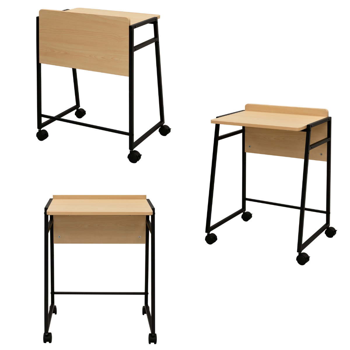 パソコンデスク 幅60cm ハイタイプ Lil キャスター付き キャスターデスク ( 法人限定 デスク 高さ調節 72cm 60cm 机 ソファ 在宅 PC作業 ワークデスク 平机 前板付き オフィス 会社 木目調 事務所 オフィス家具 シンプル ) 【ナチュラル】 ナチュラル