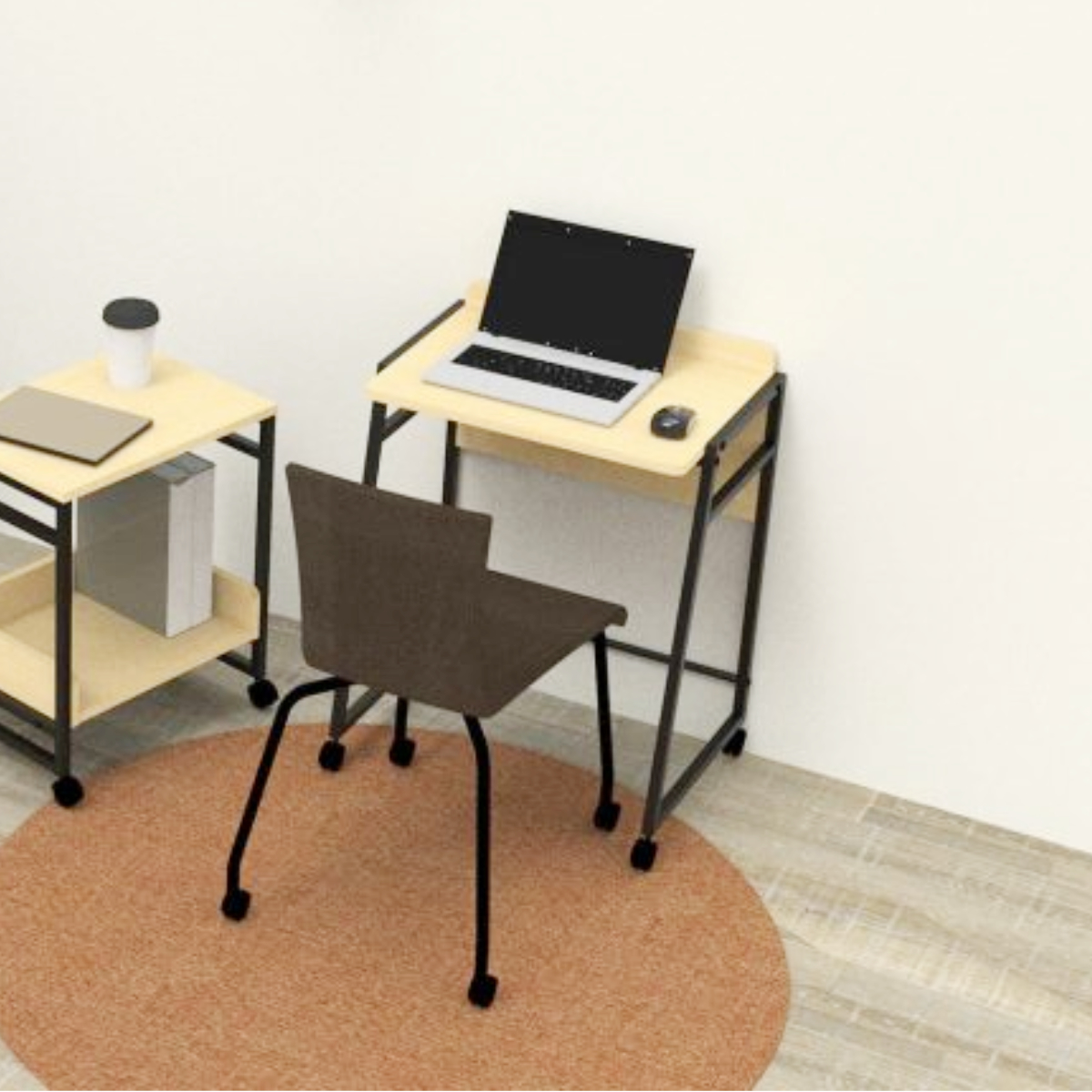 パソコンデスク 幅60cm ハイタイプ Lil キャスター付き キャスターデスク ( 法人限定 デスク 高さ調節 72cm 60cm 机 ソファ 在宅 PC作業 ワークデスク 平机 前板付き オフィス 会社 木目調 事務所 オフィス家具 シンプル ) 【ナチュラル】 ナチュラル