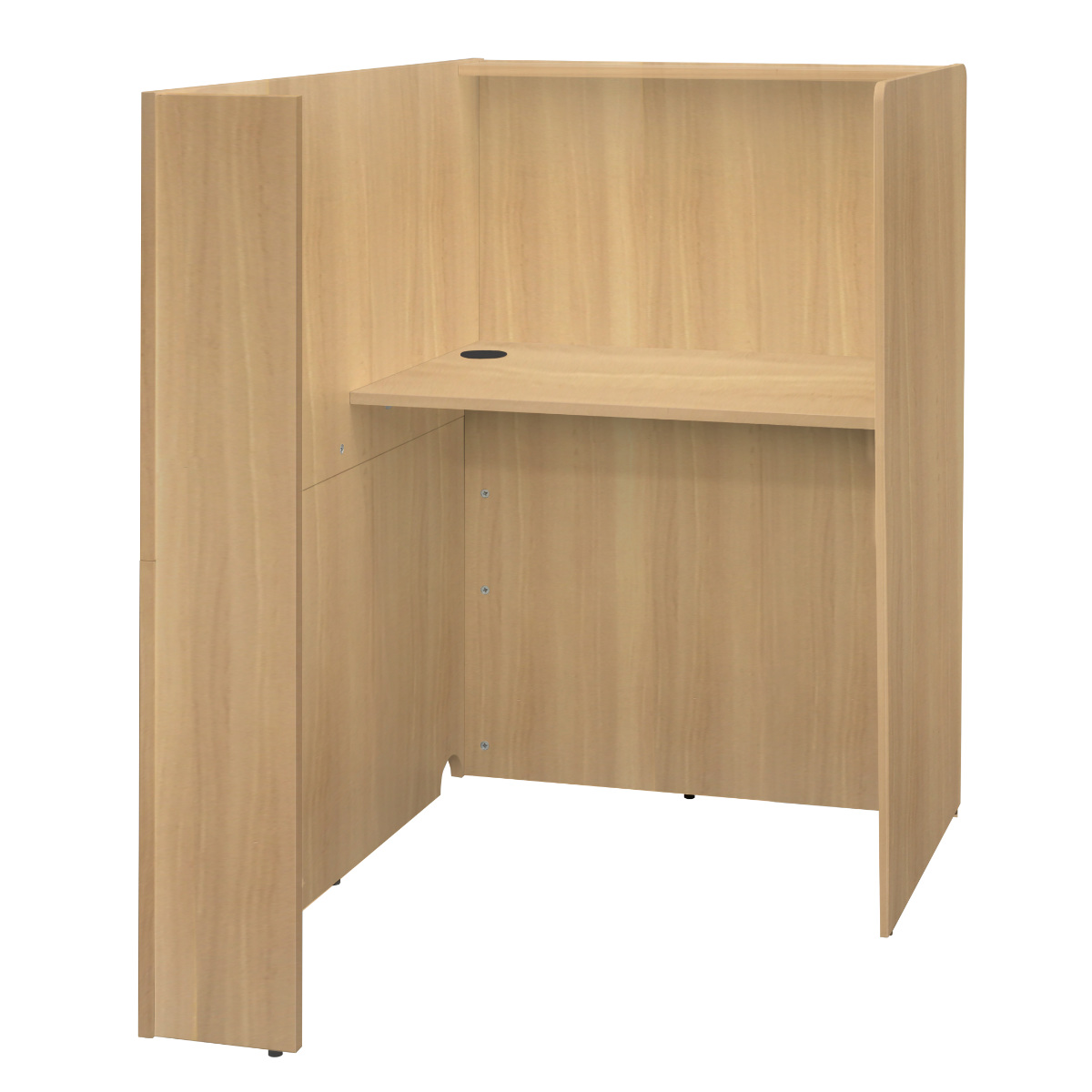 パーソナルブース 幅83.6cm 配線穴付き fuoco ( 法人限定 集中 スペース ブース 机 個別 ワークスペース パーテーション コンパクト 配線用切り欠き セミクローズ パーソナル テレワーク 在宅ワーク オフィスデスク デスク ) 【オーク】 オーク