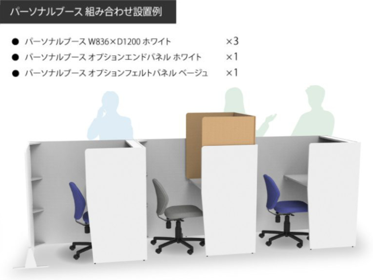 パーソナルブース用 エンドパネル fuoco ( 法人限定 パネル パーテーション 専用パーツ 目隠し 集中 スペース ブース 机 個別 ワークスペース 簡単設置 背面 隠せる 差し込み式 置き型 衝立 仕切り ) 【ホワイト】 ホワイト