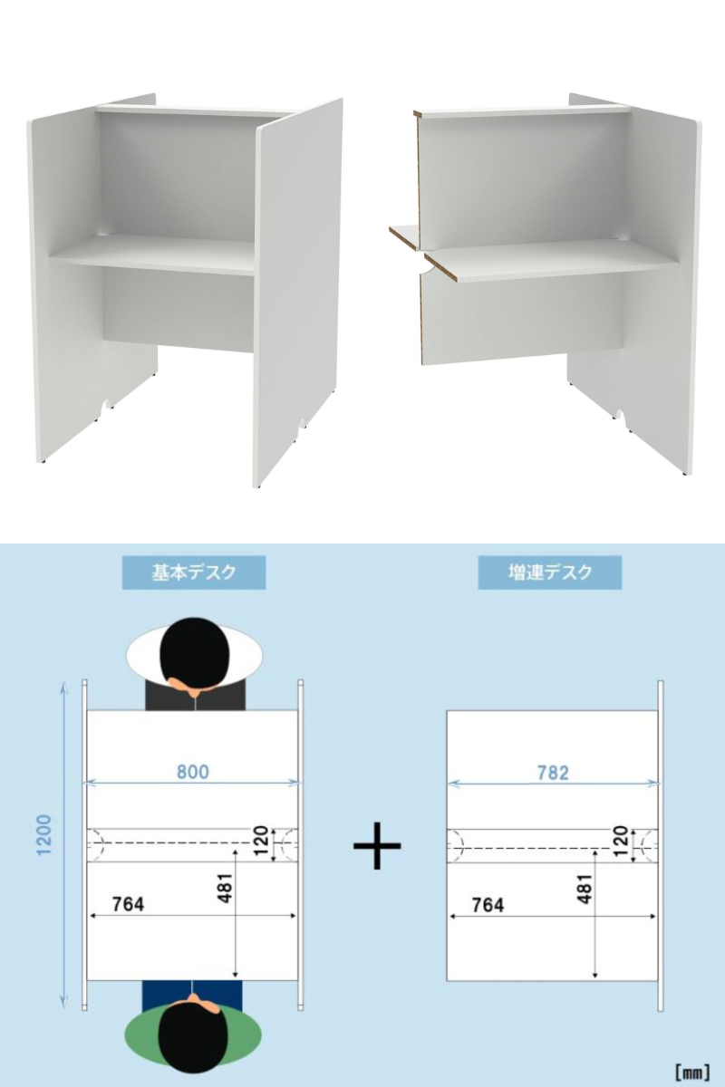 パーソナルブース 幅80cm 対面タイプ PCブース ( 法人限定 デスク 集中 スペース ブース 机 個別 ワークスペース パーテーション コンパクト ブースデスク 配線用切り欠き パーソナル テレワーク オフィスデスク 自習室 個別塾 ) 【ナチュラル】 ナチュラル