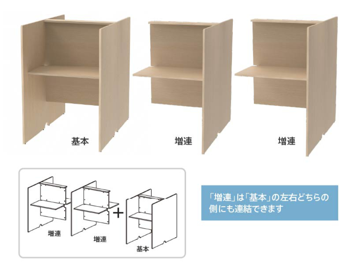 パーソナルブース 幅80cm 対面タイプ PCブース ( 法人限定 デスク 集中 スペース ブース 机 個別 ワークスペース パーテーション コンパクト ブースデスク 配線用切り欠き パーソナル テレワーク オフィスデスク 自習室 個別塾 ) 【ナチュラル】 ナチュラル