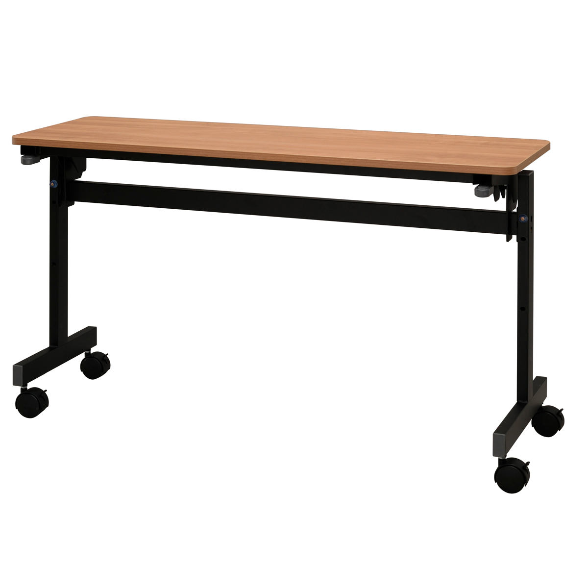 フォールディングテーブル 幅120cm 奥行き40cm キャスター付き 折りたたみ ( 法人限定 テーブル 長机 スタッキング 会議机 ミーティングテーブル シンプル デスク ワークテーブル オフィステーブル 会議室 机 会議テーブル 会社 ) 【ナチュラル】 ナチュラル