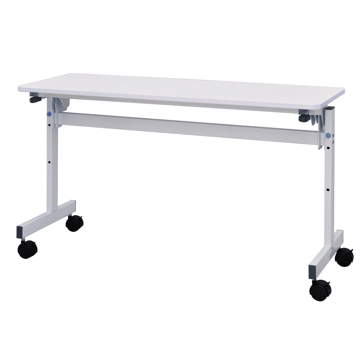 フォールディングテーブル 幅120cm 奥行き45cm キャスター付き 折りたたみ ( 法人限定 テーブル 長机 スタッキング 会議机 ミーティングテーブル シンプル デスク ワークテーブル オフィステーブル 会議室 机 会議テーブル 会社 ) 【ホワイト】 ホワイト