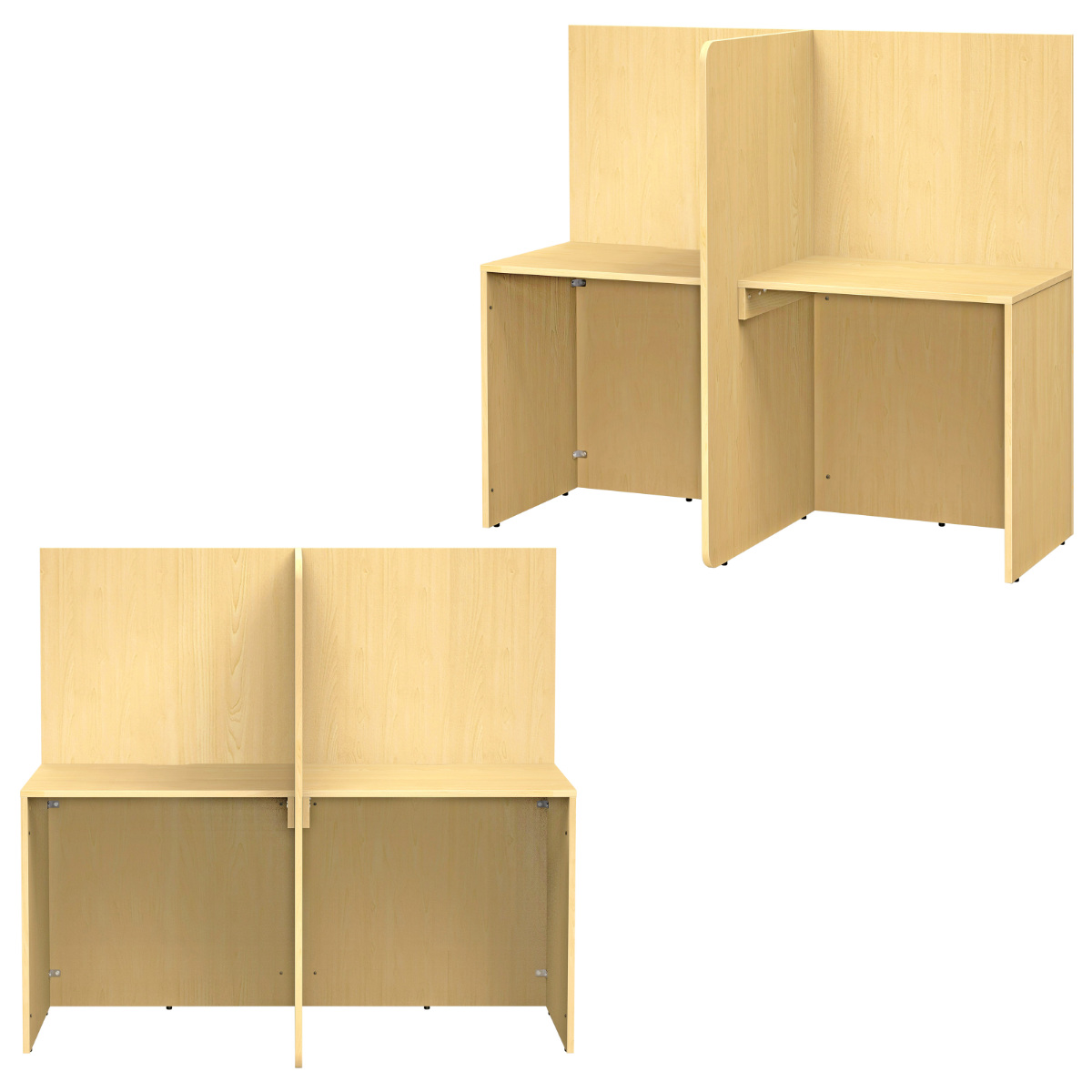 パーソナルブース T型 幅141.8cm PCデスク ( 法人限定 集中 スペース ブース 机 デスク 個別 ワークスペース パーテーション コンパクト 仕切り 2人用 配線用切り欠き パーソナル テレワーク 在宅ワーク オフィスデスク 塾 )