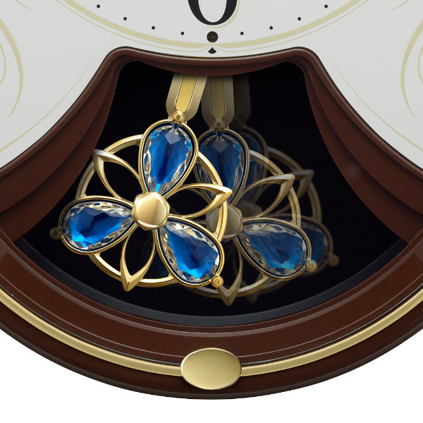 振り子時計 スモールワールドリリィ 電波時計 6曲収録 時計 ( 掛時計 壁掛け メロディ時計 おしゃれ 電波 リズム時計 RHYTHM 壁掛け時計 アナログ インテリア 雑貨 掛け時計 クロック とけい ウォールクロック ) 【ブラウン】 ブラウン