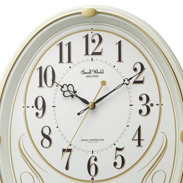 振り子時計 スモールワールドリリィ 電波時計 6曲収録 時計 ( 掛時計 壁掛け メロディ時計 おしゃれ 電波 リズム時計 RHYTHM 壁掛け時計 アナログ インテリア 雑貨 掛け時計 クロック とけい ウォールクロック ) 【ブラウン】 ブラウン